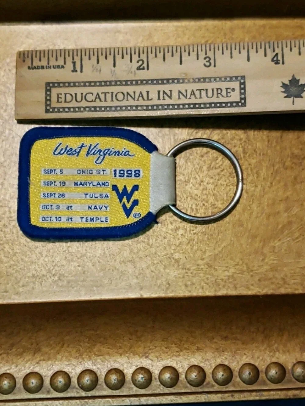 Vintage 1998 West Virginia WV Schedule Fabric Keychain